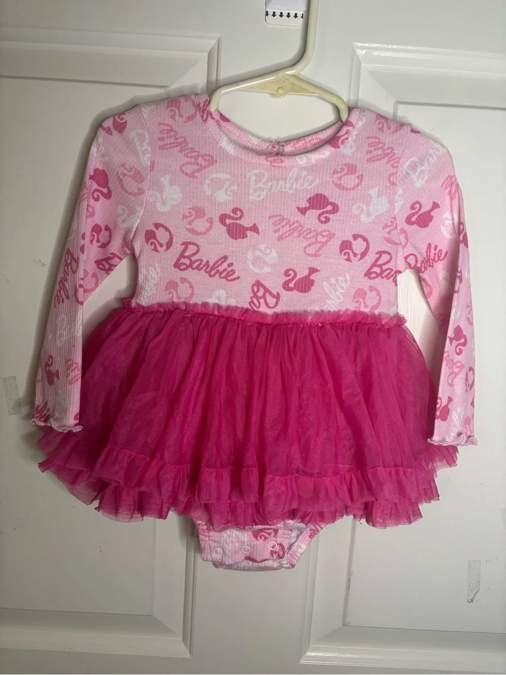 Barbie Pink & Hot Pink Logo Tulle Skirt Bodysuit